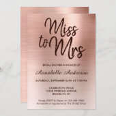 Frau Pink Rose Gold Metal Brautparty Einladung (Vorne/Hinten)