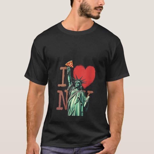 Frau Pizza NY Statue of Liberty Pizza / Neck T-Shirt (Vorderseite)
