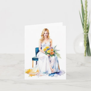 Frau Portrait C - Wasserfarben und Pen Karte