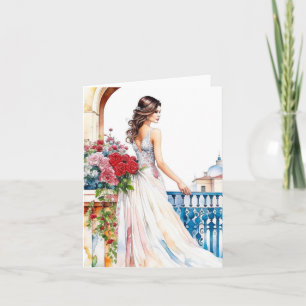 Frau Portrait H - Wasserfarben und Pen Karte