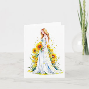 Frau Portrait L - Wasserfarben & Pen Karte