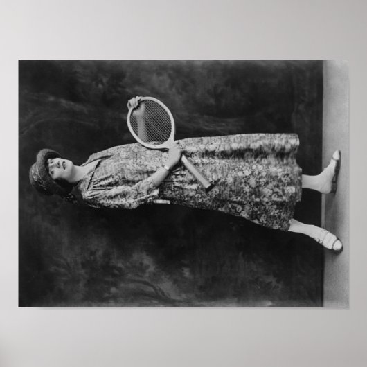 Frau Posing mit Tennis Racket Fotografie Poster (Vorne)