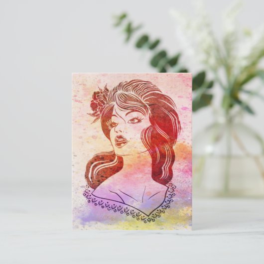 Frau Postkarte (Stehend Vorderseite)