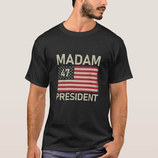 Frau Präsidentin 47 US-Flagge Kamala Harris 2024 T-Shirt (Vorderseite)