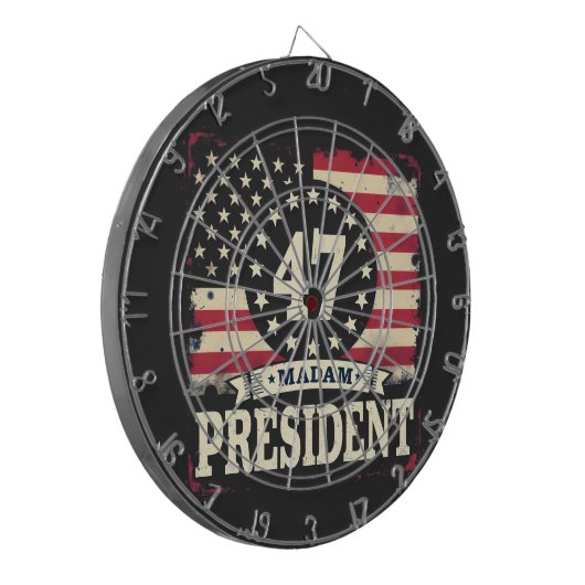 Frau Präsidentin, amerikanische Flagge 47 Harris W Dartscheibe (Vorderseite Links)
