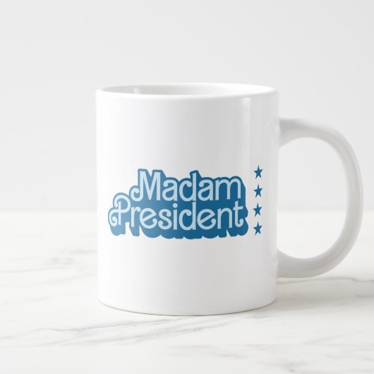 Frau Präsidentin, Blue Retro-Logo Jumbo-Tasse (Rechts)