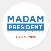 Frau Präsidentin Harris 2024 Aufkleber (Vorderseite)