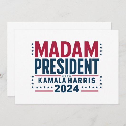 Frau Präsidentin Kamala Harris 2024 Abstimmung Dem Einladung (Vorne/Hinten)