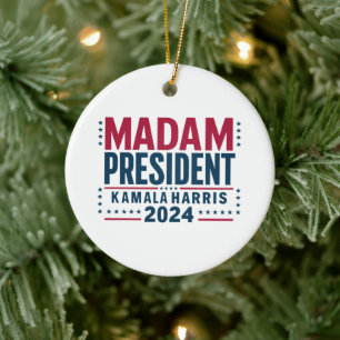 Frau Präsidentin Kamala Harris 2024 Abstimmung Dem Keramik Ornament