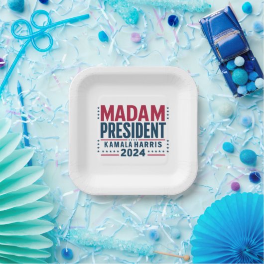 Frau Präsidentin Kamala Harris 2024 Abstimmung Dem Pappteller (Party)