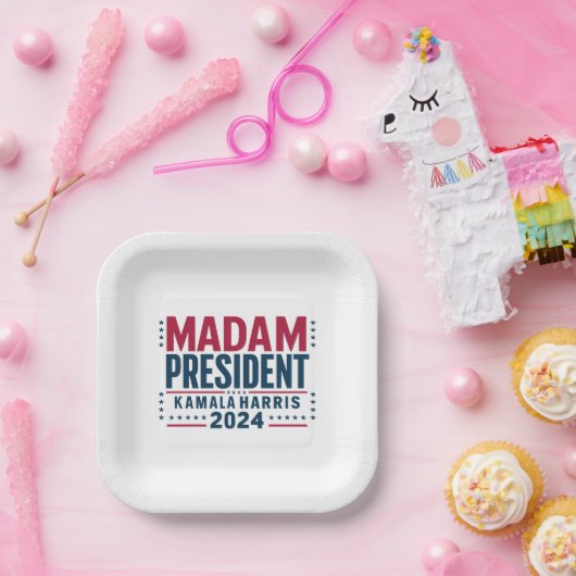 Frau Präsidentin Kamala Harris 2024 Abstimmung Dem Pappteller (Party)