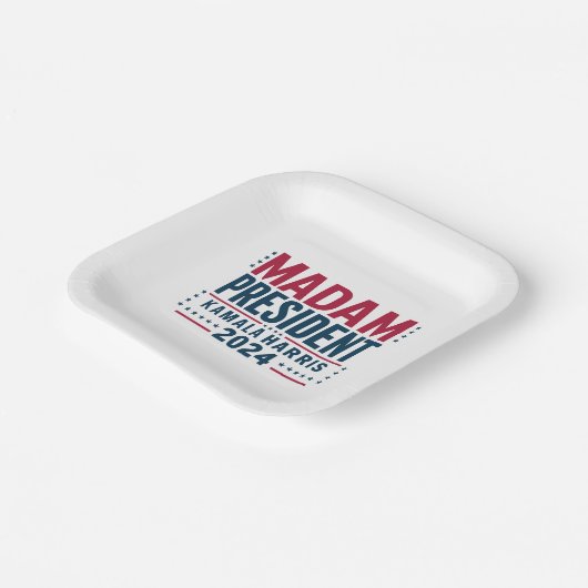 Frau Präsidentin Kamala Harris 2024 Abstimmung Dem Pappteller (Gewinkelt)