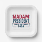 Frau Präsidentin Kamala Harris 2024 Abstimmung Dem Pappteller (Vorderseite)