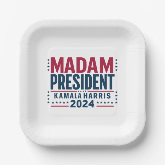 Frau Präsidentin Kamala Harris 2024 Abstimmung Dem Pappteller (Vorderseite)