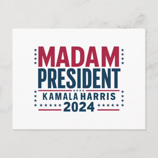 Frau Präsidentin Kamala Harris 2024 Abstimmung Dem Postkarte (Vorderseite)