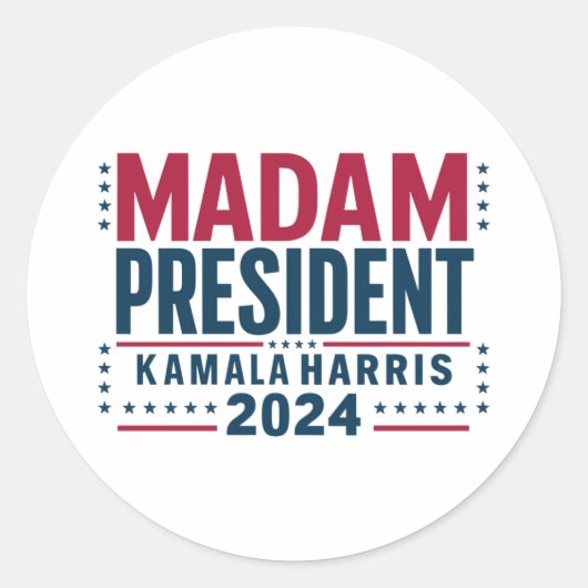Frau Präsidentin Kamala Harris 2024 Abstimmung Dem Runder Aufkleber (Vorderseite)