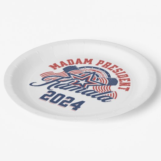 Frau Präsidentin Kamala Harris 2024 Pappteller (Schrägansicht)