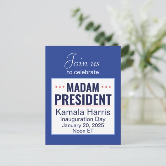 Frau Präsidentin Kamala Harris Einladung zur Einwe Postkarte (Stehend Vorderseite)