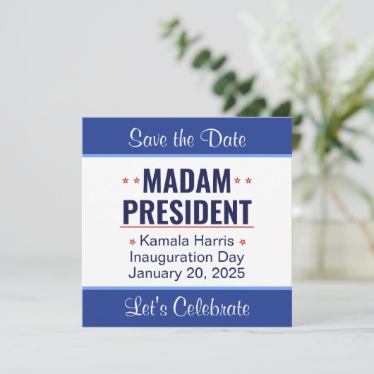 Frau Präsidentin Kamala Harris Einweihung Save The Date (Stehend Vorderseite)