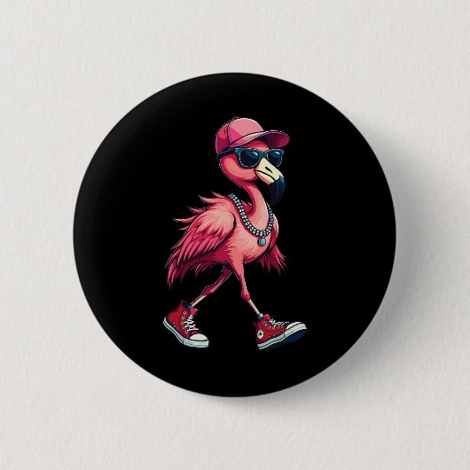 Frau Präsidentin Kamala Harris Pink Flamingo Retro Button (Vorderseite)