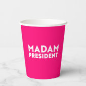 Frau Präsidentin! Moderne Typografie weiß heiß ros Pappbecher (Rückseite)