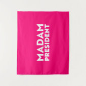 Frau Präsidentin! Moderne Typografie weiß heiß ros Wandteppich (Vorderseite)