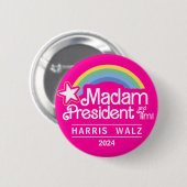 Frau Präsidentin Pink Kamala Harris 2024 Button (Vorne & Hinten)