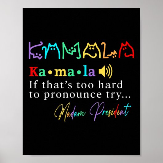 Frau Präsidentin Pro Kamala Harris Colorful Cat Ty Poster (Vorne)