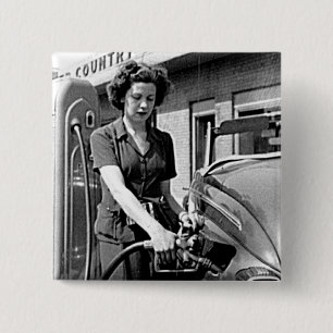 Frau pumpt Benzin Vintage Louisville Kentucky Button
