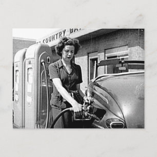 Frau pumpt Benzin Vintage Louisville Kentucky Postkarte