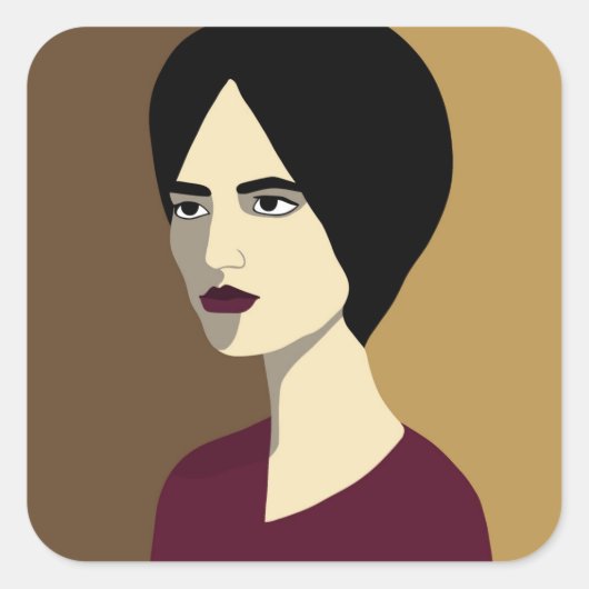 Frau Quadratischer Aufkleber (Vorderseite)