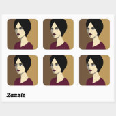 Frau Quadratischer Aufkleber (Blatt)