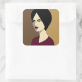 Frau Quadratischer Aufkleber (Tasche)