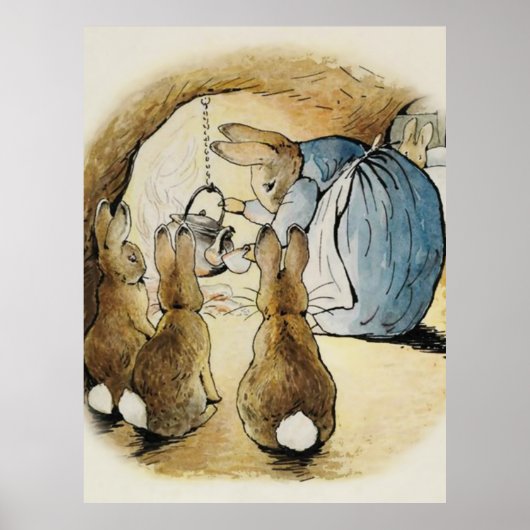 Frau Rabbit Pours Tea von Beatrix Potter Poster (Vorne)