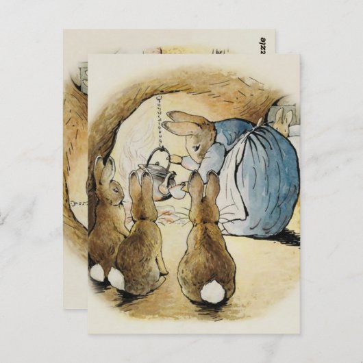 Frau Rabbit Pours Tea von Beatrix Potter Postkarte (Vorne/Hinten)