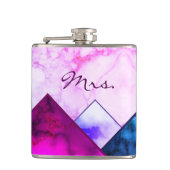 Frau Rainbow Marble Mountains Farbe Block Custom Flachmann (Vorderseite)