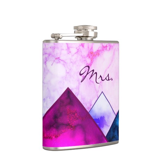 Frau Rainbow Marble Mountains Farbe Block Custom Flachmann (Rechts)