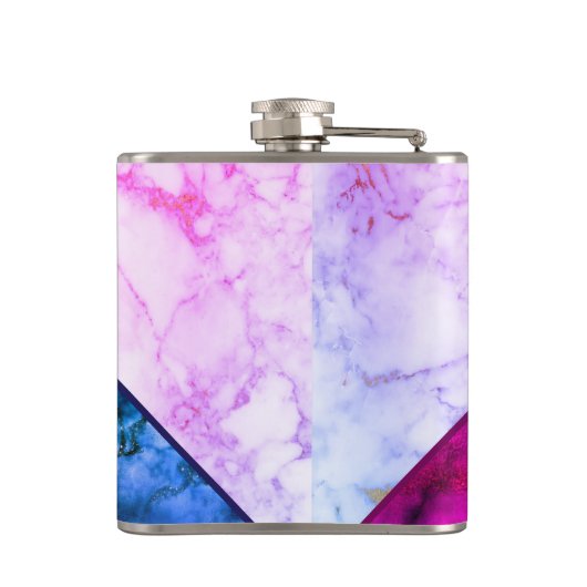 Frau Rainbow Marble Mountains Farbe Block Custom Flachmann (Rückseite)