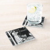 Frau Reading Art Nouveau Glasuntersetzer (Schrägansicht)