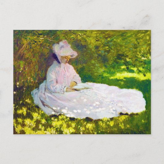 Frau Reading Claude Monet Postkarte (Vorderseite)