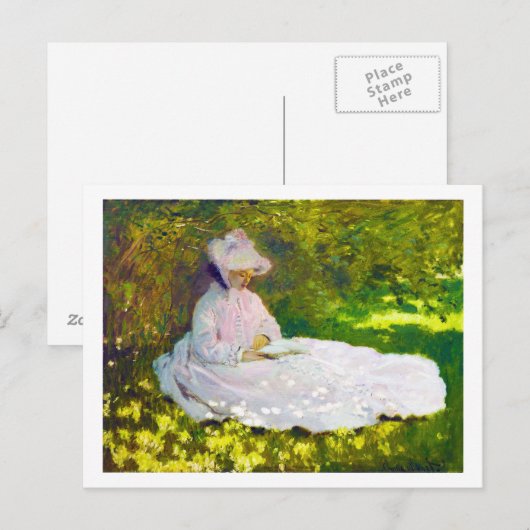 Frau Reading Claude Monet Postkarte (Vorne/Hinten)