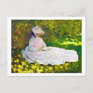 Frau Reading Claude Monet Postkarte
