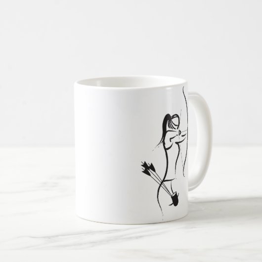 Frau Recurve Bogenschützen Kaffeetasse (VorderseiteRechts)