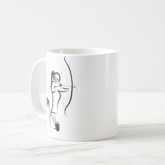 Frau Recurve Bogenschützen Kaffeetasse (Vorderseite Links)