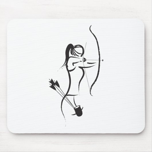 Frau Recurve Bogenschützen Mousepad (Vorne)