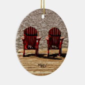 Frau Red Adirondack Beach Chairs Rustic Keramik Ornament (Rechts)