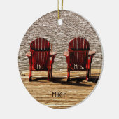 Frau Red Adirondack Beach Chairs Rustic Keramik Ornament (Links)