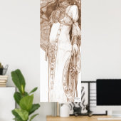 Frau Red Crayon Studie Alphonse Mucha Art Nouveau Poster (Heimbüro)