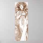 Frau Red Crayon Studie Alphonse Mucha Art Nouveau Poster (Vorne)