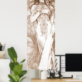 Frau Red Crayon Studie Alphonse Mucha Art Nouveau Poster (Heimbüro)